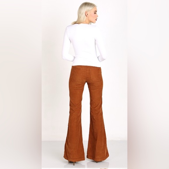 Free People Jolene Corduroy Mega Flare Pants Size 28 Brown Tan Copper - Picture 2 of 13